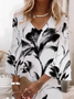 Damen Geblümt Halbarm Sommer Print Kleid V-Ausschnitt Täglich Lässig Maxikleid H-Linie Kleid