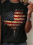 Damen Tag der Unabhängigkeit (Flagge) Kurzarm T-Shirts T-Shirt Rundhals Print Lässig Sommer T-Shirt mit Grafik Oberteile