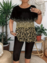 Damen Leopard Kurzarm T-Shirts T-Shirt Rundhals Print Lässig Sommer T-Shirt mit Grafik Oberteile