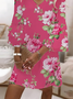 Damen Geblümt Halbarm Sommer Print Kleid V-Ausschnitt Täglich Lässig Maxikleid H-Linie Kleid
