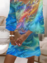 Damen Abstrakt Halbarm Sommer Print Kleid V-Ausschnitt Täglich Lässig Maxikleid H-Linie Kleid