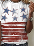 Damen Stern Kurzarm T-Shirts T-Shirt Rundhals Print Lässig Sommer T-Shirt mit Grafik Oberteile