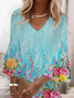 Damen Geblümt Halbarm Sommer Print Kleid V-Ausschnitt Täglich Lässig Maxikleid H-Linie Kleid