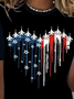 Damen Tag der Unabhängigkeit (Flagge) Kurzarm T-Shirts T-Shirt Rundhals Print Lässig Sommer T-Shirt mit Grafik Oberteile