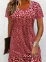 Damen Blumenmuster Kurzarm Sommer Print Kleid Rundhals Täglich Lässig Mini Tunika H-Linie Kleid