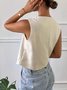 Damen Ärmellos Tanktop Oberteile Leibchen Sommer Unifarben Schnalle Rundhals Täglich Einfach Oberteile