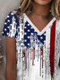 Damen Tag der Unabhängigkeit (Flagge) Kurzarm T-Shirts T-Shirt V-Ausschnitt Print Lässig Sommer T-Shirt mit Grafik Oberteile