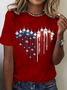 Damen Tag der Unabhängigkeit (Flagge) Kurzarm T-Shirts T-Shirt Rundhals Print Lässig Sommer T-Shirt mit Grafik Oberteile