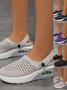 Hälfte-Beleg Atmungsaktiv und Leicht Hinteren-Spitze Gummiband Xiaofei Gewebe Schuhspitze Unifarben Damen Sport Stil Zwei-Weg Pantolette