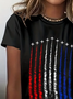 Damen Tag der Unabhängigkeit (Flagge) Kurzarm T-Shirts T-Shirt Rundhals Print Lässig Sommer T-Shirt mit Grafik Oberteile
