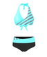 Sexy Zweiteiliges Bikini Badeanzug Damen Gestreift Pailletten Kreuz Rückenfrei Badeanzug
