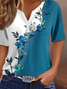 Damen Geblümt Kurzarm T-Shirts T-Shirt Rundhals Print Lässig Sommer T-Shirt mit Grafik Oberteile