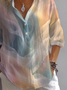 Damen Abstrakt Langarm Bluse Frühling/Herbst Print Hemdkragen Täglich Lässig Oberteile