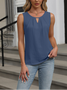 Damen Ärmellos Tanktop Oberteile Leibchen Sommer Unifarben Gerüscht Rundhals Täglich Einfach Oberteile
