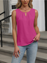 Damen Ärmellos Tanktop Oberteile Leibchen Sommer Unifarben Gerüscht Rundhals Täglich Einfach Oberteile