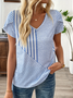 Damen Gestreift Kurzarm T-Shirts T-Shirt V-Ausschnitt Print Lässig Sommer T-Shirt mit Grafik Oberteile