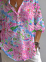 Damen Geblümt Langarm Bluse Frühling/Herbst Print Hemdkragen Täglich Lässig Oberteile