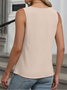 Damen Ärmellos Tanktop Oberteile Leibchen Sommer Unifarben Gerüscht Rundhals Täglich Einfach Oberteile