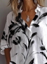 Damen Geblümt Langarm Bluse Frühling/Herbst Print Hemdkragen Täglich Lässig Oberteile