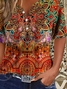 Damen Geblümt Kurzarm T-Shirts T-Shirt Rundhals Print Lässig Sommer T-Shirt mit Grafik Oberteile