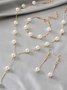 Schmuck Fashion Perle Pendant Legierung Licht Luxuriös Perle Ohrringe Armband Ohrringe Halskette Dreiteilig Halskette