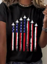 Damen Tag der Unabhängigkeit (Flagge) Kurzarm T-Shirts T-Shirt Rundhals Lässig Sommer Oberteile
