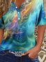 Damen Abstrakt Kurzarm T-Shirts T-Shirt Rundhals Print Lässig Sommer T-Shirt mit Grafik Oberteile
