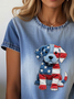 Damen Hund Kurzarm T-Shirts T-Shirt Rundhals Print Lässig Sommer T-Shirt mit Grafik Oberteile
