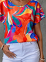 Damen Abstrakt Kurzarm T-Shirts T-Shirt Rundhals Print Lässig Sommer T-Shirt mit Grafik Oberteile