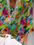 Damen Geblümt Dreiviertelärmel Bluse Frühling/Herbst Print V-Ausschnitt Täglich Lässig Oberteile