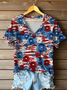 Damen Geblümt Kurzarm T-Shirts T-Shirt V-Ausschnitt Print Lässig Sommer T-Shirt mit Grafik Oberteile