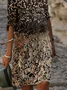 Damen Geblümt Halbarm Sommer Print Kleid V-Ausschnitt Täglich Lässig Mini Etuikleid H-Linie Kleid