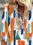 Damen Abstrakt Dreiviertelärmel Bluse Frühling/Herbst Print V-Ausschnitt Täglich Lässig Oberteile