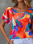 Damen Abstrakt Kurzarm T-Shirts T-Shirt Rundhals Print Lässig Sommer T-Shirt mit Grafik Oberteile