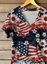 Damen Geblümt Kurzarm T-Shirts T-Shirt V-Ausschnitt Print Lässig Sommer T-Shirt mit Grafik Oberteile