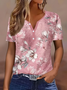 Damen Geblümt Kurzarm T-Shirts T-Shirt Rundhals Print Lässig Sommer T-Shirt mit Grafik Oberteile