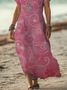 Damen Geblümt Kurzarm Sommer Print Kleid V-Ausschnitt Täglich Lässig Maxikleid X-Linie Kleid
