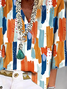 Damen Abstrakt Dreiviertelärmel Bluse Frühling/Herbst Print V-Ausschnitt Täglich Lässig Oberteile