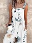 Damen Geblümt Karree-Ausschnitt Gallus Lässig Sommer Baumwolle Leinen Jumpsuit