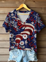 Damen Geblümt Kurzarm T-Shirts T-Shirt V-Ausschnitt Print Lässig Sommer T-Shirt mit Grafik Oberteile