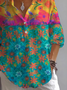 Damen Geblümt Langarm Bluse Frühling/Herbst Print Hemdkragen Täglich Lässig Oberteile
