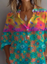 Damen Geblümt Langarm Bluse Frühling/Herbst Print Hemdkragen Täglich Lässig Oberteile