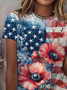Damen Geblümt Kurzarm T-Shirts T-Shirt Rundhals Print Lässig Sommer T-Shirt mit Grafik Oberteile