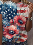Damen Geblümt Kurzarm T-Shirts T-Shirt Rundhals Print Lässig Sommer T-Shirt mit Grafik Oberteile