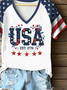 Damen Geblümt Kurzarm T-Shirts T-Shirt V-Ausschnitt Print Lässig Sommer T-Shirt mit Grafik Oberteile