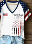 Damen Tag der Unabhängigkeit (Flagge) Kurzarm T-Shirts T-Shirt V-Ausschnitt Print Lässig Sommer T-Shirt mit Grafik Oberteile