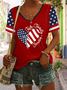 Damen Tag der Unabhängigkeit (Flagge) Kurzarm T-Shirts T-Shirt V-Ausschnitt Print Lässig Sommer T-Shirt mit Grafik Oberteile