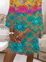 Damen Geblümt Halbarm Sommer Print Kleid V-Ausschnitt Täglich Lässig Maxikleid H-Linie Kleid