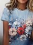 Damen Geblümt Kurzarm T-Shirts T-Shirt Rundhals Print Lässig Sommer T-Shirt mit Grafik Oberteile