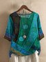 Damen Geometrisch Kurzarm T-Shirts T-Shirt V-Ausschnitt Retro Sommer Oberteile